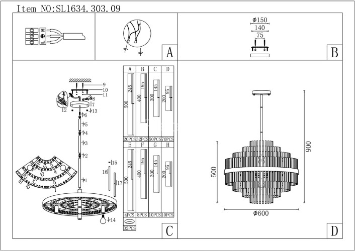 Потолочная люстра ST Luce SL1634.303.09