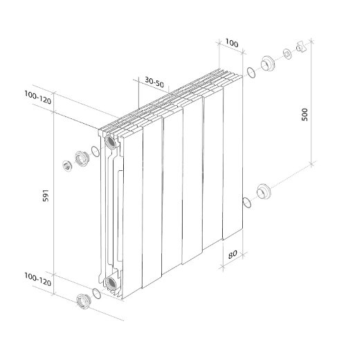 Радиатор Royal Thermo PianoForte 500 /Noir Sable - 8 секц. VDR