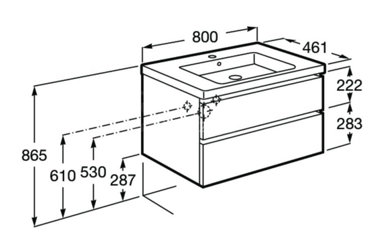 Тумба под раковину Roca Domi 80 см, подвесная, белый глянцевый (7.8575.3.680.6)