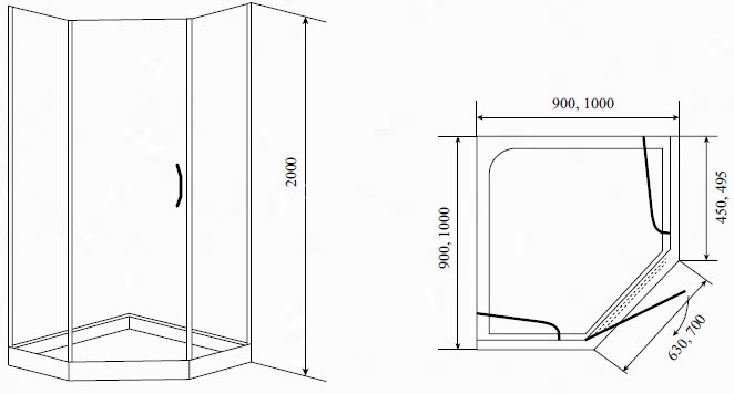 Timo душевой угол BY-839 прозр.(100*100*185), шт