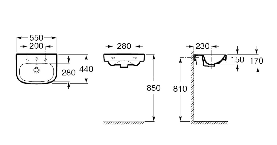 Раковина Roca DEBBA 550x440х170 мм, уст.компл., белая (7.3279.9.500.Y)