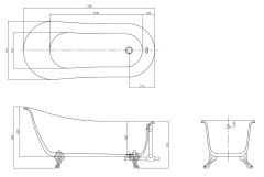 Ванна акриловая AZARIO CARDIFF 1700x760x800 свободностоящая, в комплекте с сифоном и металлическими 