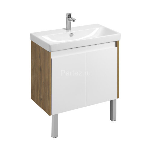 Тумба под раковину AQUATON Сканди Doors 80 Белый глянец/Дуб Рустикальный (1A282901SDZ90)