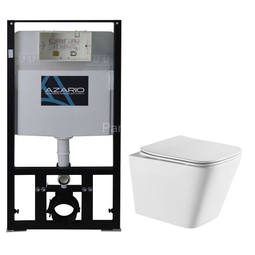 Сет AZARIO инсталляция + унитаз Teramo безободковый, с сиденьем микролифт, белый (AZ-8010-1000+AZ-00