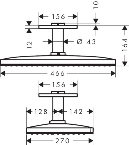 24002400 Rainmaker Select Верхний душ 460 1jet с потолочным подсоединением, белый/хром