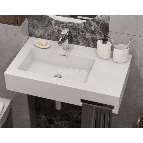 Раковина Aquaton Квадро Про 80 L, левая, белая (1A734431QA01L)