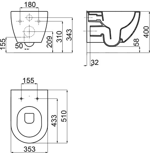 Унитаз подвесной Ravak Uni Chrome RimOff безободковый, без сиденья, белый (X01535)