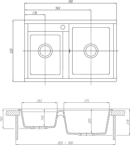 Мойка для кухни Aquaton Делия 78 DBL 2 чаши, жемчуг (1A723132DE240)