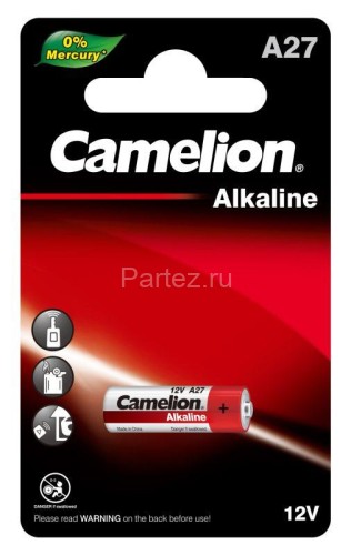 Элемент питания алкалиновый A27/LR27A 12В Mercury Free A27-BP1 для пультов сигнализаций BL-1 (блист.