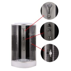 Душевая кабина Loranto 80x80x215 поддон 13 см, 4 мм прозрачное стекло с рисунком "мозайка" (CS-800-13ТМ/М)