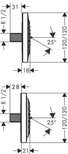 28430400 Боковая форсунка PuraVida 100 белый/хром
