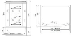 Timo Standart T-1140 душевая кабина (140*88*220), шт