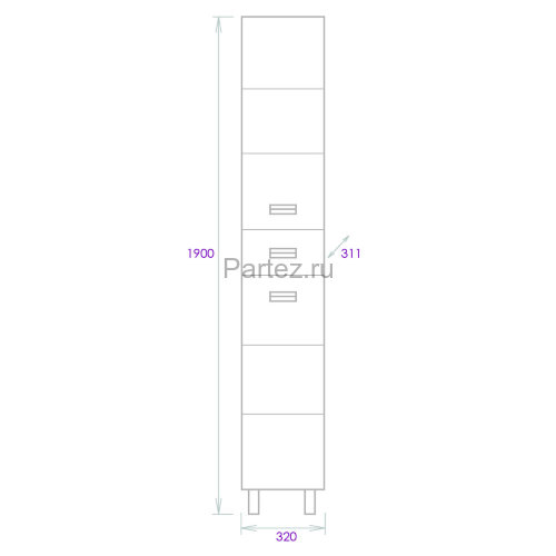 Пенал Onika Балтика Black 32.11 Универсальный, белый (403220)