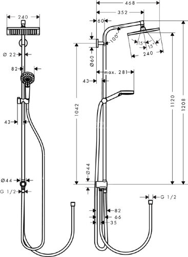 27289000 Crometta E 240 1jet Showerpipe Reno EcoSmart 9 л/мин душевая система без смесителя