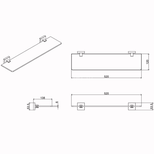 Полка AZARIO RINA стеклянная 52 см (AZ-87003)