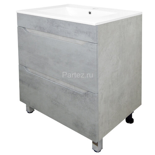 Комплект тумба Loranto Florena 60 600х470х810 напольная, с раковиной Azario Leon, светлый бетон (CS0