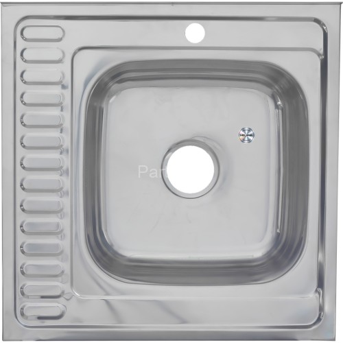 Мойка 6060 R MELANA 0,8/180 накладная прямоугольная с сифоном (006/2 R *10)