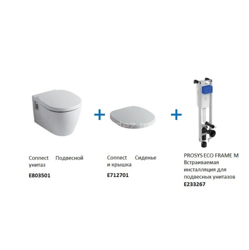 Комплект инсталляции Ideal Standard ProSys Eco Frame M с унитазом Connect E803501, сиденье микролифт