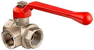 Кран шаровой трехходовой тип T 1/2" ВР рыч. VALTEC