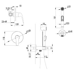 Смеситель Lemark Plus Advance LM1219C с гигиеническим душем, встраиваемый