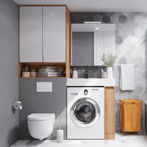 Зеркальный шкаф Aquaton Лондри 80 белый глянцевый (1A267202LH010)