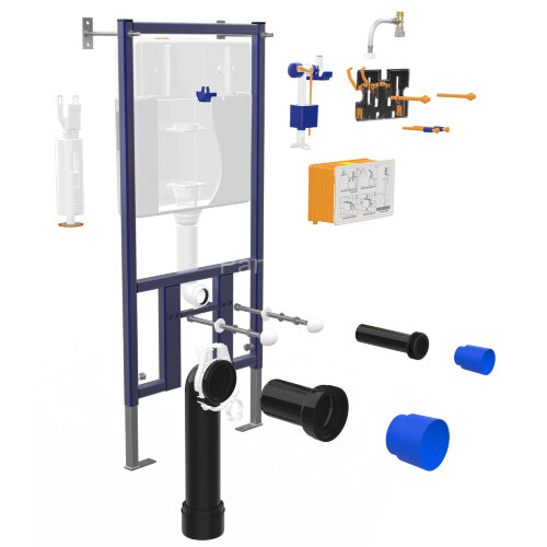 Сет LORANTO Инсталляция с кнопкой Line хром глянец + унитаз ANTE с сиденьем микролифт (4501+7322+CS-