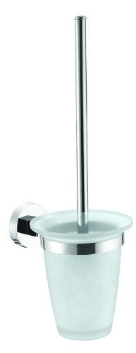 Ёрш для унитаза AZARIO NESSY подвесной со стеклянной колбой, хром (AZ-73113)