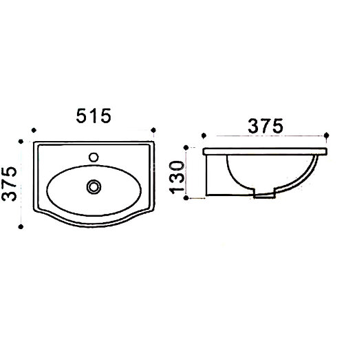 Раковина Azario 51,5х37,5х13 подвесная, белая (AZ-405)