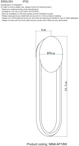 Бра Crystal Lux NINA AP18W LED BRASS
