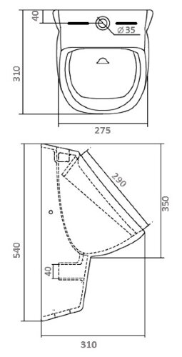 Писсуар Santek Гала 27х31х54 с креплением (1.WH30.1.774)