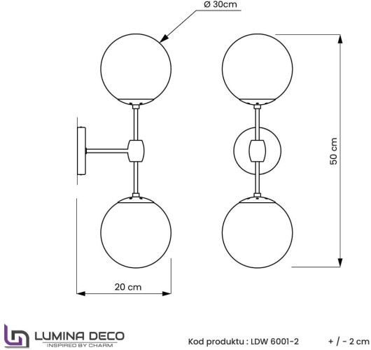 Бра Lumina Deco LDW 6001-2 BK+WT