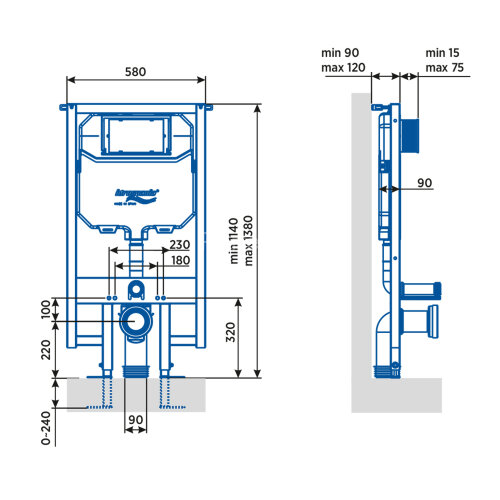 СЕТ: Инсталляция IDROSPANIA MENORCA + унитаз Azario Grado с сиденьем микролифт, без клавиши смыва (4