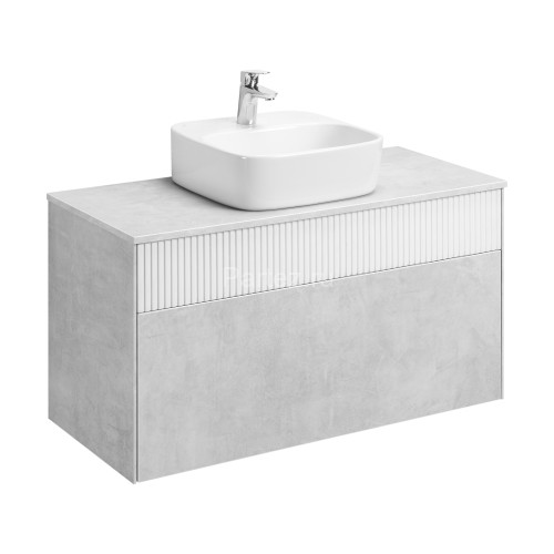 Тумба под раковину AQUATON Марбл 100 1000х460х530 подвесная, Слэйт/Белый матовый (1A276301MH4C0)