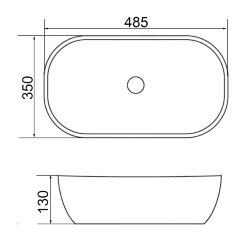 Раковина-чаша Azario 485х350х130 накладная, овальная, белый глянец (AZ-2191)