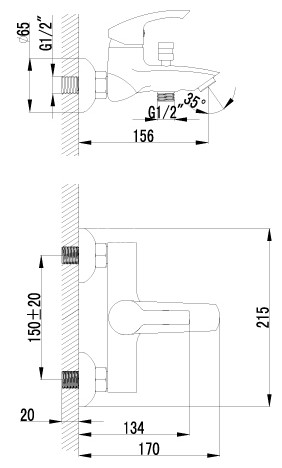 Смеситель Lemark Plus Strike LM1102C для ванны