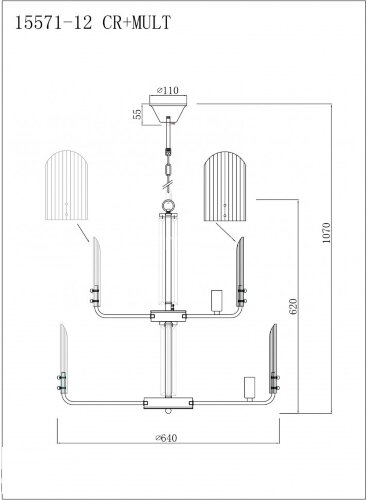 Подвесная люстра iLamp 15571-12 CR+MULT