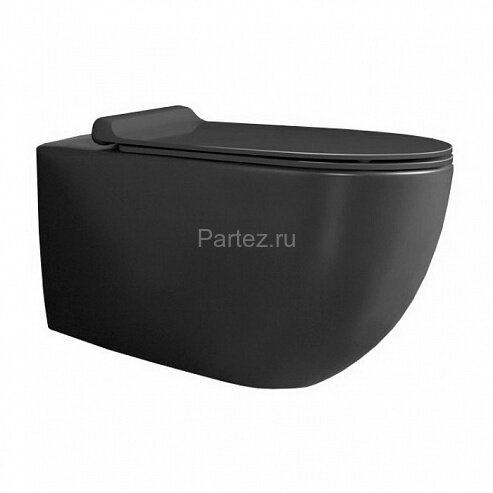 Унитаз подвесной Simas Vignoni "Rimless" 365х560х340 безободковый, с креплением F85, черный матовый 