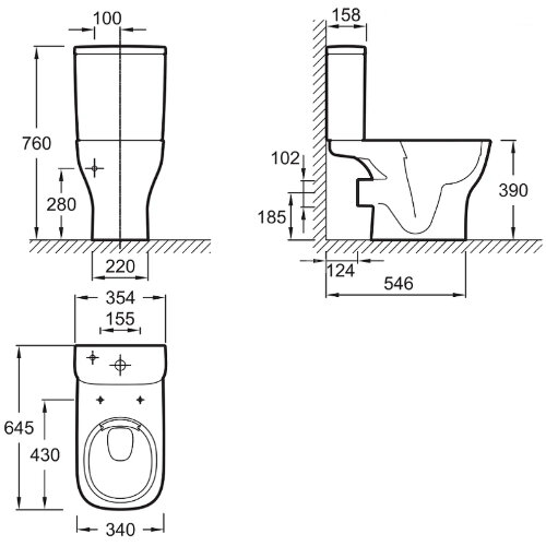 Чаша напольного унитаза Jacob Delafon Struktura без бачка и сиденья (UJAJ102-WTE)