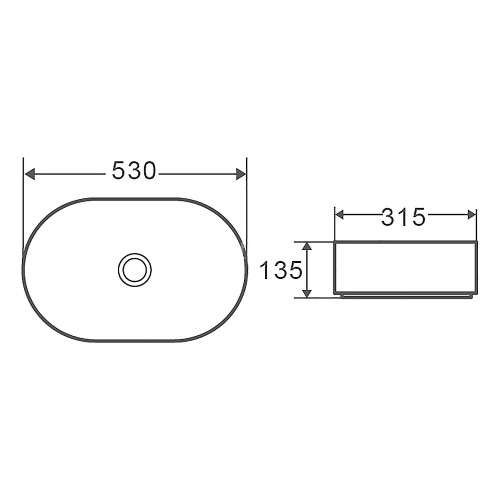 Раковина-чаша Azario530x315x135 накладная, овальная, белый глянец (AZ-1156)