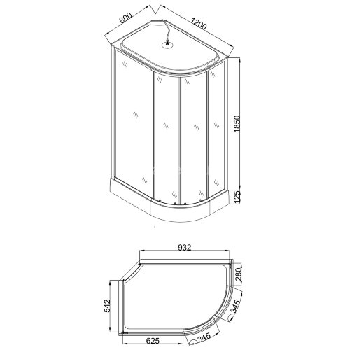 Душевая кабина Loranto 120х80х215 левостороняя, поддон 13см, черный кирпичный узор, прозрачное стекло 4мм, профиль черный (CS6612013LGB120)
