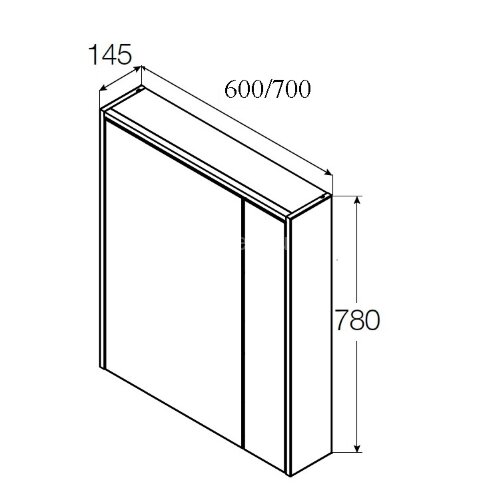 RONDA Шкаф зеркальный 700 мм, бетон/белый матовый
